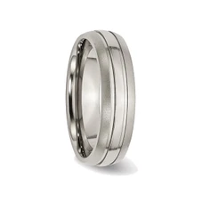 6mm Men's Chisel Titanium Grooved and Brushed Wedding Band Ring product image