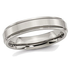 5mm Men's Comfort Fit Ridged Edge Titanium Wedding Band Ring product image