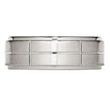 8mm Men's Chisel Satin Stainless Steel Comfort-Fit Grooved Wedding Band product image