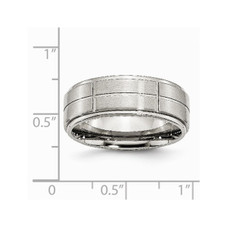 8mm Men's Chisel Satin Stainless Steel Comfort-Fit Grooved Wedding Band product image