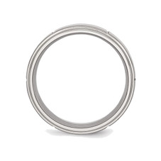 8mm Men's Chisel Satin Stainless Steel Comfort-Fit Grooved Wedding Band product image