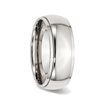 8mm Men's Chisel Stainless Steel Ridged Edge Polished Wedding Band Ring product image