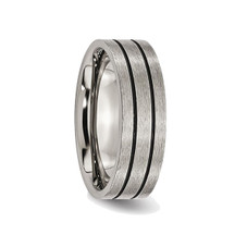 7mm Men's Chisel Titanium Enamel and Grooved Brushed Wedding Band Ring product image