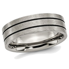 7mm Men's Chisel Titanium Enamel and Grooved Brushed Wedding Band Ring product image