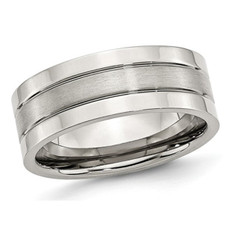 8mm Men's Chisel Satin Stainless Steel Comfort Fit Wedding Band Ring product image