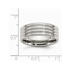 8mm Chisel Stainless Steel Grooved Comfort Fit Wedding Band Ring product image