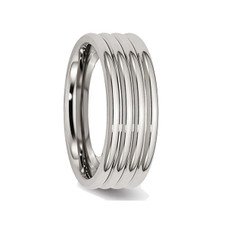 8mm Chisel Stainless Steel Grooved Comfort Fit Wedding Band Ring product image