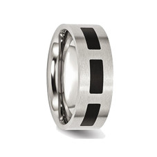 8mm Men's Stainless Steel Comfort Fit Wedding Band Ring with Black Accent product image