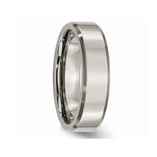 6mm Ladies Chisel Titanium Wedding Band Ring with Beveled Edge product image