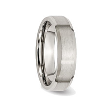 6mm Men's Chisel Titanium Wedding Band Ring with Beveled Edge product image
