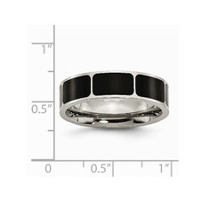 6mm Men's Titanium Black Enamel Flat Polished Wedding Band Ring product image