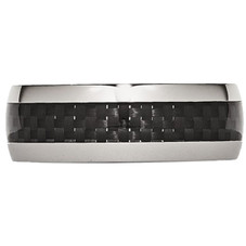 8mm Men's Chisel Stainless Steel and Carbon Fiber Wedding Band Ring product image