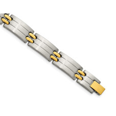 Men's Stainless Steel Bracelet with 24K Gold Plating (8.75 Inch) product image