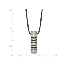 Men's Stainless Steel Pendant Necklace with Black Accent on Cord product image