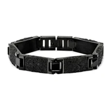Men's Black Plated Stainless Steel Bracelet (8.50 Inches) product image