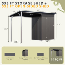 3x5 Outdoor Open-Sided Storage Shed with 15 Sq. Ft Covered Space  product image