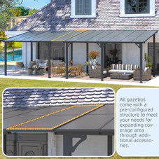 Large Wall-Mounted Hard Top Lean-to Gazebo Pergola product image