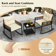 3-Piece Outdoor Rocking Bistro Set with 2-Tier Coffee Table product image