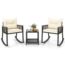 3-Piece Outdoor Rocking Bistro Set with 2-Tier Coffee Table product image