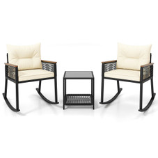 3-Piece Outdoor Rocking Bistro Set with 2-Tier Coffee Table product image