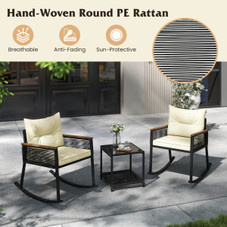 3-Piece Outdoor Rocking Bistro Set with 2-Tier Coffee Table product image