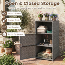 Outdoor PE Wicker Storage Cabinet product image