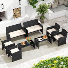 8-Piece Patio Conversation Set with Seat Cushions and Tempered Glass product image