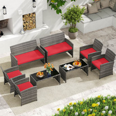 8-Piece Patio Conversation Set with Seat Cushions and Tempered Glass product image