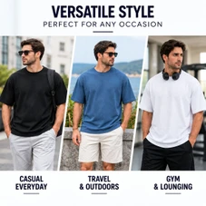 Men’s Heavyweight Micro Waffle Knit Oversized Drop Shoulder T-Shirt product image