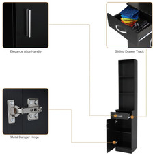 Barber Hair Stylist Storage Cabinet with 5 Compartments and Shelf product image