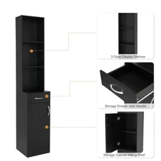 Barber Hair Stylist Storage Cabinet with 5 Compartments and Shelf product image