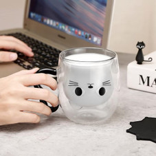 Cute Cat Double Wall Glass Mug product image
