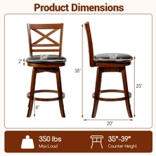 25” Swivel Counter Barstools with Backrest (Set of 2 or 4) product image