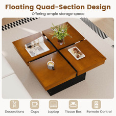 Square Coffee Table with Quad-Section Design product image