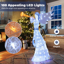 5FT Outdoor Pre-Lit Christmas Angel with Trumpet and LED Lights product image