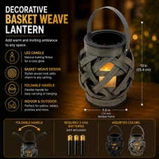 Decorative Basket Weave Lantern with LED Candle product image