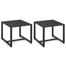 Indoor Side Tables with Slatted Tabletops and Adjustable Footpads (Set of 2) product image