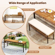 3-Piece Acacia Wood Patio Dining Set with Umbrella Hole and Cushion product image