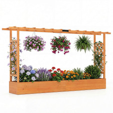 Wooden Raised Garden Bed with Trellis and Hanging Roof product image