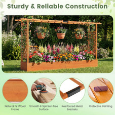 Wooden Raised Garden Bed with Trellis and Hanging Roof product image