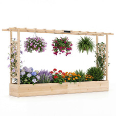 Wooden Raised Garden Bed with Trellis and Hanging Roof product image