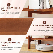 2-Tier Wood Bookshelf with Rubberwood Legs product image