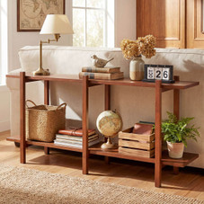 2-Tier Wood Bookshelf with Rubberwood Legs product image