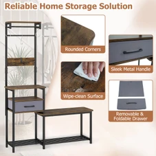 7-in-1 Hall Tree with Shoe Bench product image