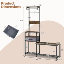 7-in-1 Hall Tree with Shoe Bench product image