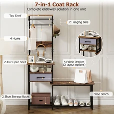 7-in-1 Hall Tree with Shoe Bench product image