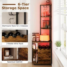 Corner Bar Cabinet with LED Lights and Charging Station product image