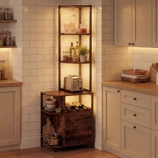 Corner Bar Cabinet with LED Lights and Charging Station product image