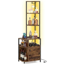 Corner Bar Cabinet with LED Lights and Charging Station product image