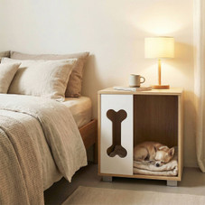 Dog Bed Side Table with Bone-Shaped Window and Sturdy Metal Legs product image